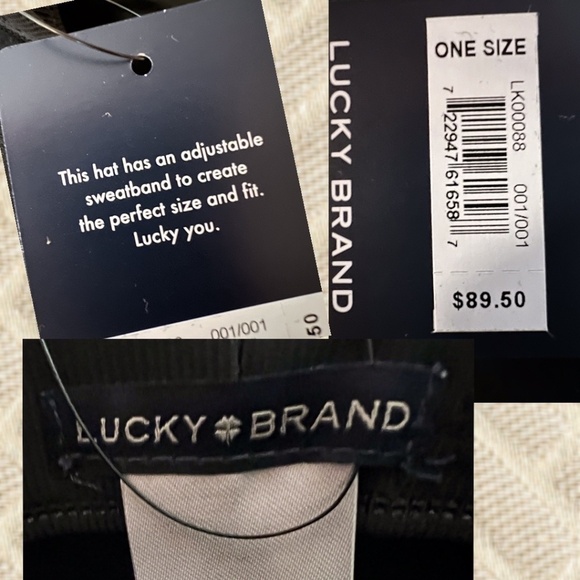 LUCKY BRAND (NWT) 100% WOOL Gold-Charm-Accented Band Black Wide Brim Ranger Hat - Picture 15 of 16